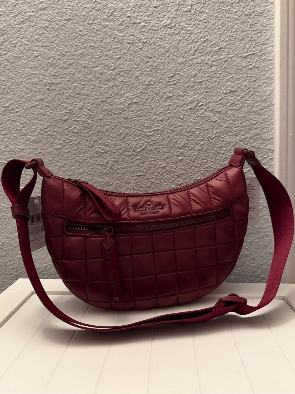 Kate Spade CAMDEN Quilted Crossbody Sling Bag in Deep Berry NWT